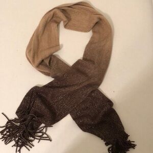 Brown knitted, gold brown tan scarf